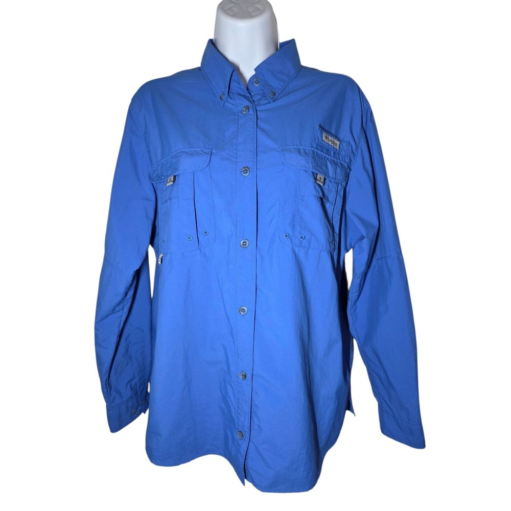 PFG Blue Women's Long Sleeve Fishing Outdoor Button Up Shirt M